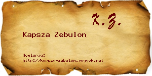 Kapsza Zebulon névjegykártya